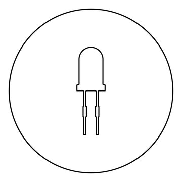 recommend clip art: Light diode black icon outline  in circle image