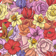 Fototapeta na wymiar vintage vector floral seamless pattern