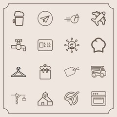 Modern, simple vector icon set with music, building, hanger, vehicle, construction, man, bar, shop, internet, office, hammer, instrument, professional, saw, phone, people, drink, night, kitchen icons