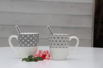 Tasse de thé avec fleur
