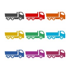 Simple truck icon, truck symbol, color icons set