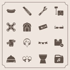 Modern, simple vector icon set with mobile, equipment, hat, sofa, flag, sound, meat, white, chat, dinner, holiday, music, celebration, percussion, sausage, furniture, fashion, hotdog, t-shirt icons