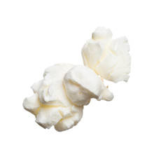 Close-up of studio classic shot salted popcorn isolated on white background. Tasty pop corn for cinema or snack.