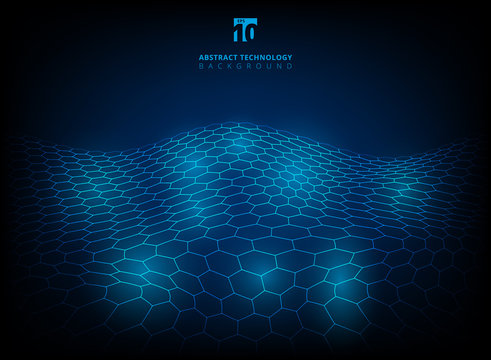 Abstract technology hexagon pattern shining glow futuristic digital background.