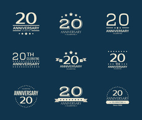 20 - year anniversary celebrating logotype. 20th anniversary logo set. 