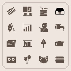 Modern, simple vector icon set with decoration, care, file, ninja, note, library, water, birthday, shape, samurai, diaper, business, kayak, diagram, energy, activity, infant, espresso, stroke icons