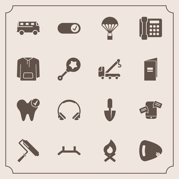 Modern, simple vector icon set with toy, road, transport, roll, roller, sound, dentist, healthy, campfire, sky, dental, guitar, fireplace, flame, pull, shovel, chat, jacket, clothing, extreme,  icons