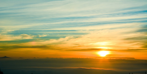 Sunset beautiful light with mountain background