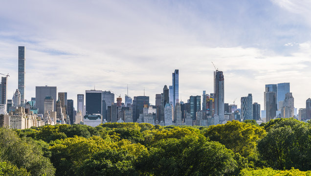 Central park,new york,usa. 09-01-17: central park with Manhattan skyline on the sunny day in summer season.