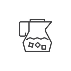 Ice lemonade pitcher outline icon. linear style sign for mobile concept and web design. Cold drink jug simple line vector icon. Symbol, logo illustration. Pixel perfect vector graphics
