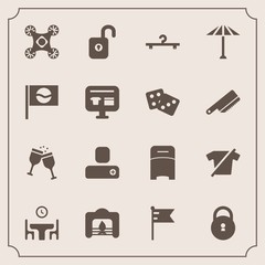 Modern, simple vector icon set with wagasa, social, america, contact, flag, culture, alcohol, warm, cloakroom, nation, japan, drink, human, hanger, fashion, home, christmas, glass, protection icons