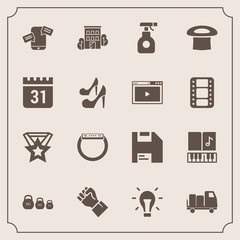 Modern, simple vector icon set with phone, business, time, sprayer, musical, kilogram, bulb, timetable, chemical, computer, delivery, spray, people, hat, music, shipping, human, hand, equipment icons