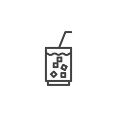 Iced Drink glass outline icon. linear style sign for mobile concept and web design. lemonade simple line vector icon. Symbol, logo illustration. Pixel perfect vector graphics
