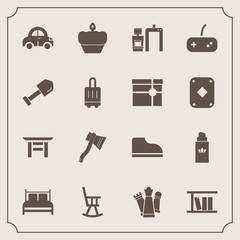 Modern, simple vector icon set with strategy, luggage, office, xray, aroma, dessert, chair, torii, automobile, japanese, bottle, japan, book, king, shrine, tool, sweet, perfume, car, travel, axe icons