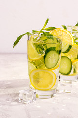 Fresh cucumber water with lemon