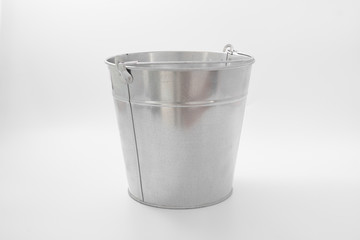 bucket metalic galvanized garden on white background