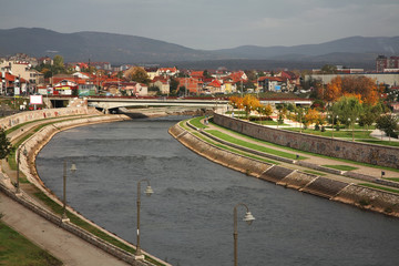 Embankment of Nisava (Nishava) river in Nis. Serbia