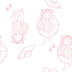 vector seamless pattern with girl