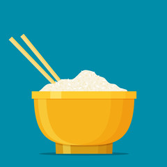 chinese cuisine food rice illustration with bowl and chopsticks