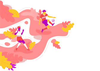 People playing football in summer