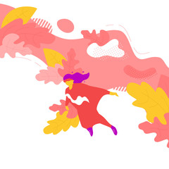 Woman flying in wingsuit in summer