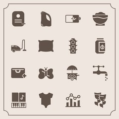 Modern, simple vector icon set with battery, chart, beauty, van, bathroom, baby, vehicle, tap, can, sound, bag, faucet, business, energy, sink, chef, clothes, insect, water, clothing, musical icons - 207254222