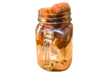 Tea Thai with ice to creative for design and decoration isolate on background.