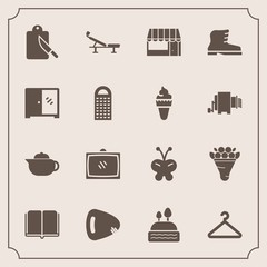 Modern, simple vector icon set with restaurant, hot, food, textbook, market, teapot, tv, butterfly, sweet, bouquet, hanger, store, fork, pink, kitchen, guitar, fashion, drink, cloakroom, white icons - 207254252