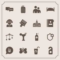 Modern, simple vector icon set with bubble, talk, drink, martini, newborn, person, beauty, security, toy, human, call, double, butterfly, fresh, bed, hotel, furniture, ringing, telephone, spray icons - 207254284