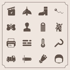 Modern, simple vector icon set with footwear, print, blossom, layout, boot, electricity, worker, delivery, beautiful, template, harvest, bouquet, light, machine, toy, sign, floral, temperature icons - 207254423