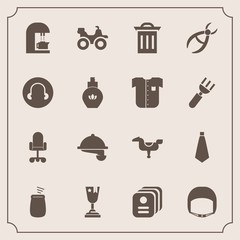 Modern, simple vector icon set with business, worker, fashion, garbage, extreme, play, box, winner, waitress, trash, road, belt, waste, horse, chair, work, food, recycle, achievement, percussion icons - 207254442