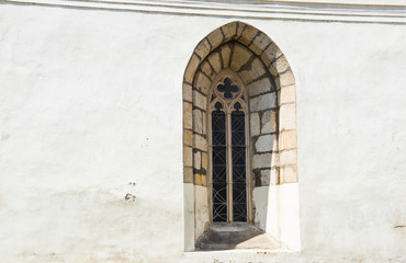 Gothic window of the old Catholic church