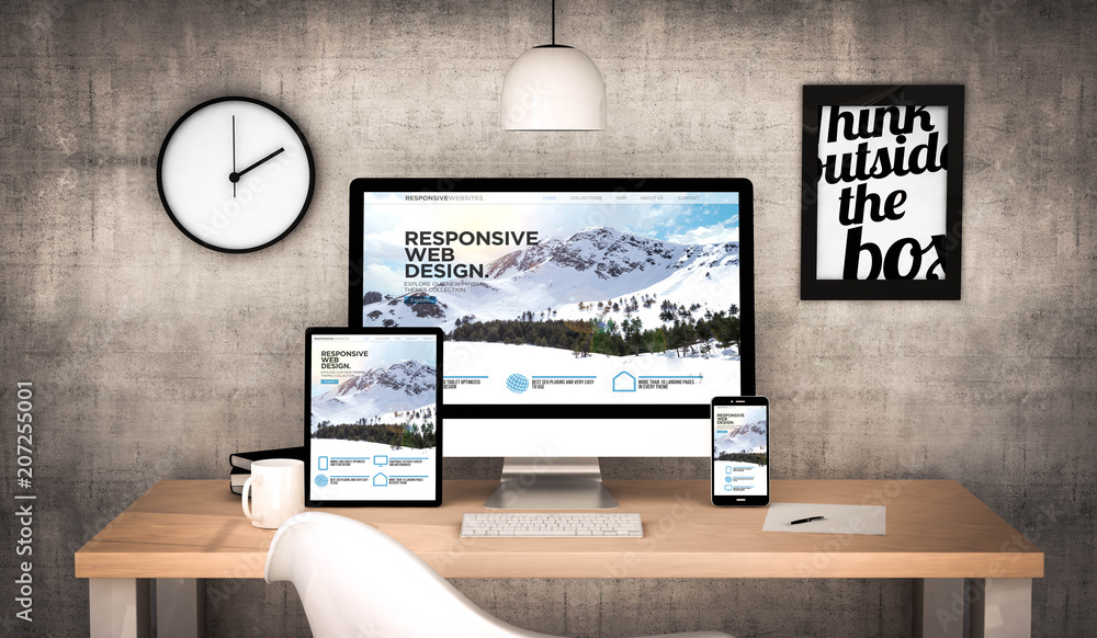 Canvas Prints office workplace with responsive websites devices collection