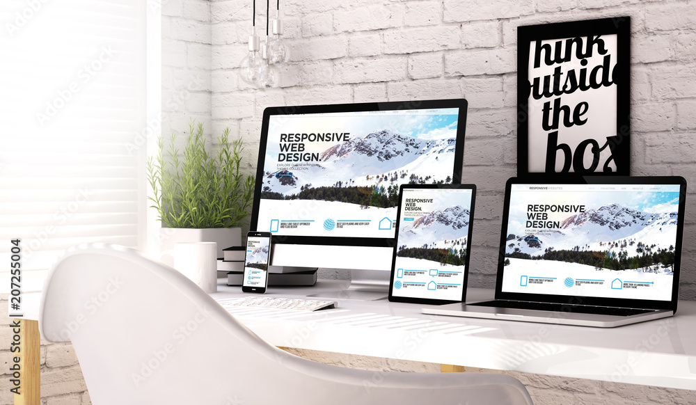 Canvas Prints devices collection workplace with responsive website