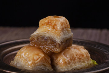 Baklava tabakta yakın çekim