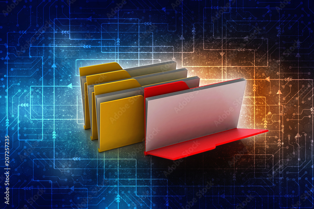 Poster 3d rendering folder with documents
