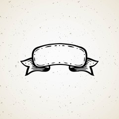 Old vintage ribbon banners and drawing in engraving style. Hand drawn design element. Vector Illustration