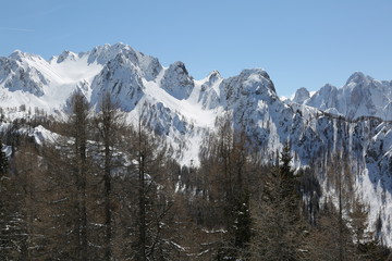 snowy peaks of the Alps after a winter snowfall