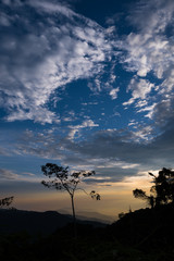 Blue sky with sunset and mountain view, Malaysia 