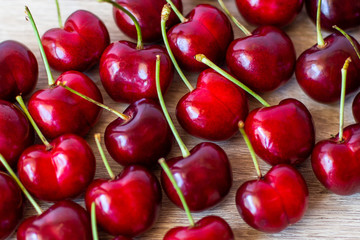 a lot of sweet fresh cherries summer