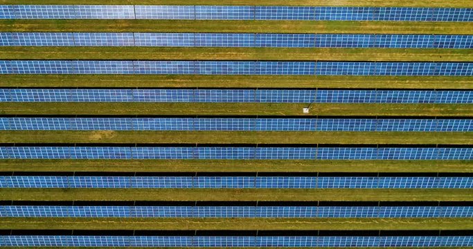 Areal flight over Solar Panels.