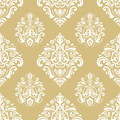 Fototapeta premium Orient vector classic golden and white pattern. Seamless abstract background with vintage elements. Orient background. Ornament for wallpaper and packaging