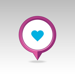 Heart pin map icon. Map pointer, markers.