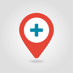 Plus, Hospital ,Pharmacy, Clinic pin map icon.