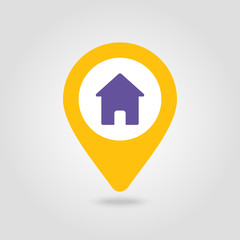 Home pin map icon. Map pointer, markers.