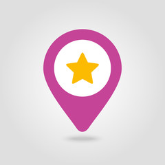 Star favorite pin map icon. Map pointer, markers.