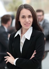 woman Manager in the background of the office