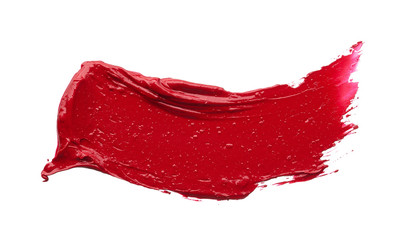 Red makeup smear of matte lip gloss