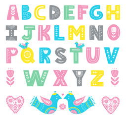 Alphabet in scandinavian style for kids. Vector illustration