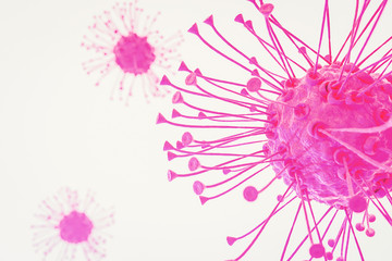 Virus Cell T-Cell cancer cell with receptors dendritic cells antigen-presenting cells mammalian immune system virus and virology concept 3d rendering 